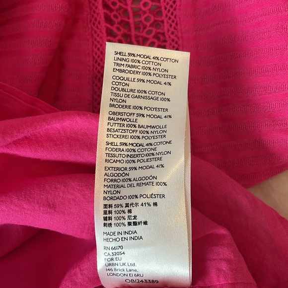 Anthropologie Harmony Hot Pink Lace Embroidered Blouse Size Small - Picture 13 of 14